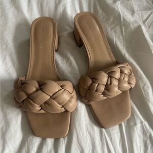Marc Fisher Braided Nude Tan Slide Mules